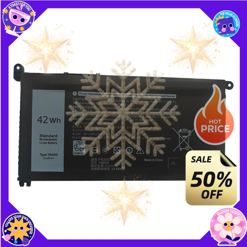 SWZY YRDD6  Laptop Battery for Dell 5498 3400 5493 5590 5593 5584 P90F Battery 11.4V 3500mAh