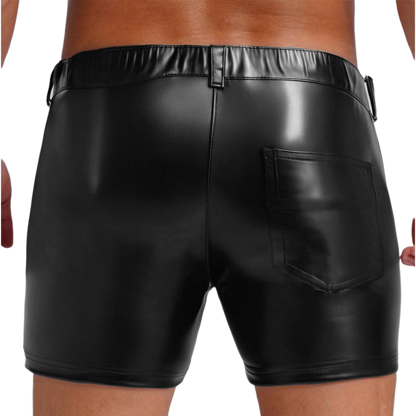 

Wet Look Faux Leather Shorts Men's Glossy Leather Short Pants Fashion Rave Party Clubwear Male Punk Style Boxers Shorts