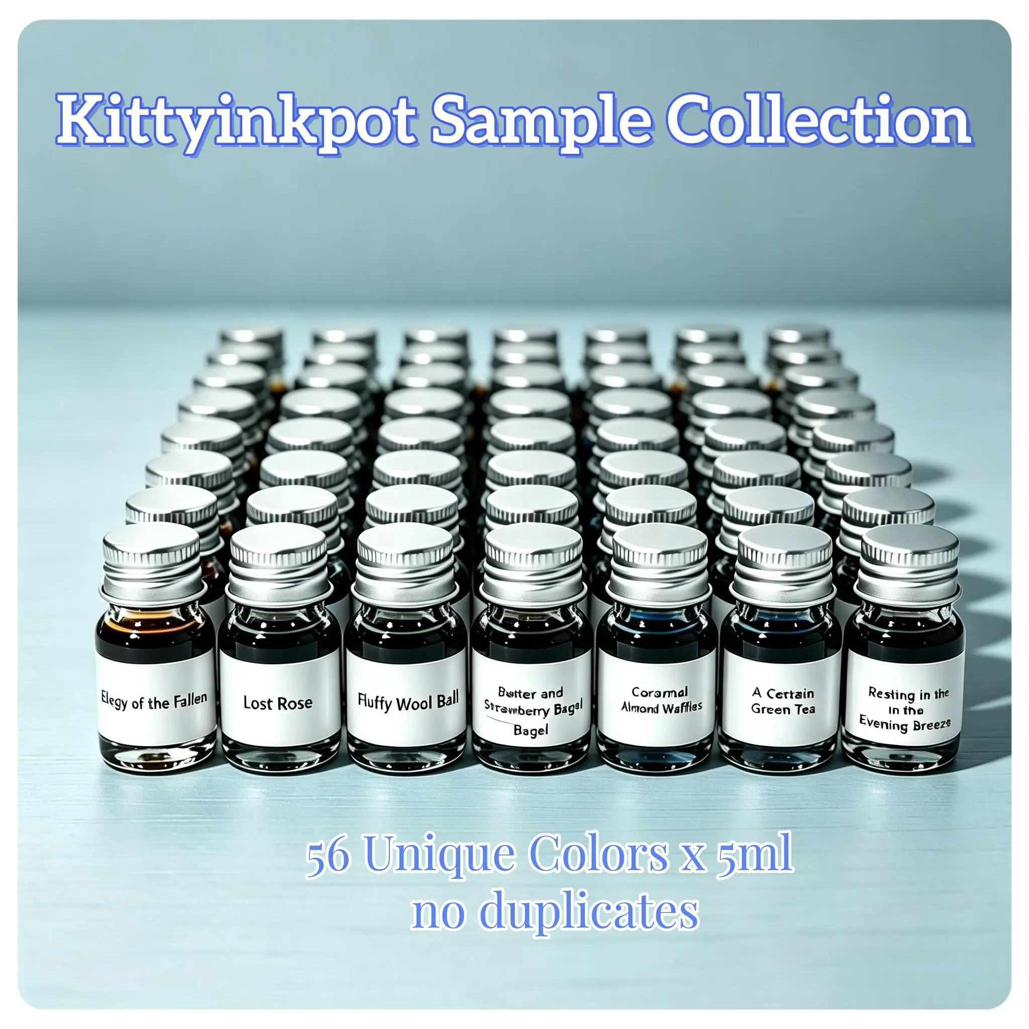 Kittyinkpot Sample Collection, Sheen Ink, 56 Colors X 5ml