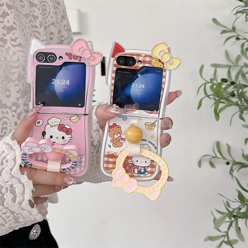 

Gifts that girls like With Ring With Holder For Sanrio For Hello kitty Cartoon For Samsung Galaxy ZFlip7,ZFlip6,ZFlip5,ZFlip4 3