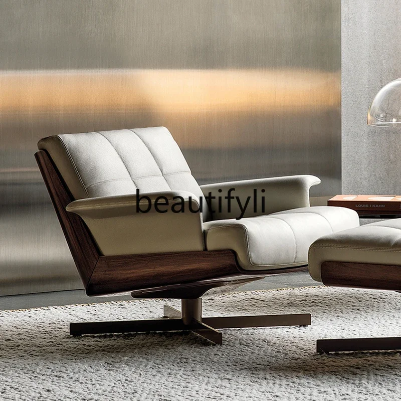 High-end minimalist Italian leather sofa chair, office negotiation lounge chair