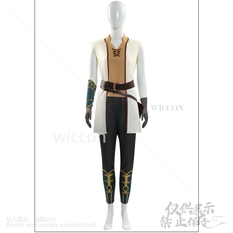 Costume de Cosplay du Film Anime Rohirrim Rings Hera Battle, Uniforme avec Haut et Pantalon, Perruques Rouges pour Halloween, Accessoires de Noël Personnalisés
