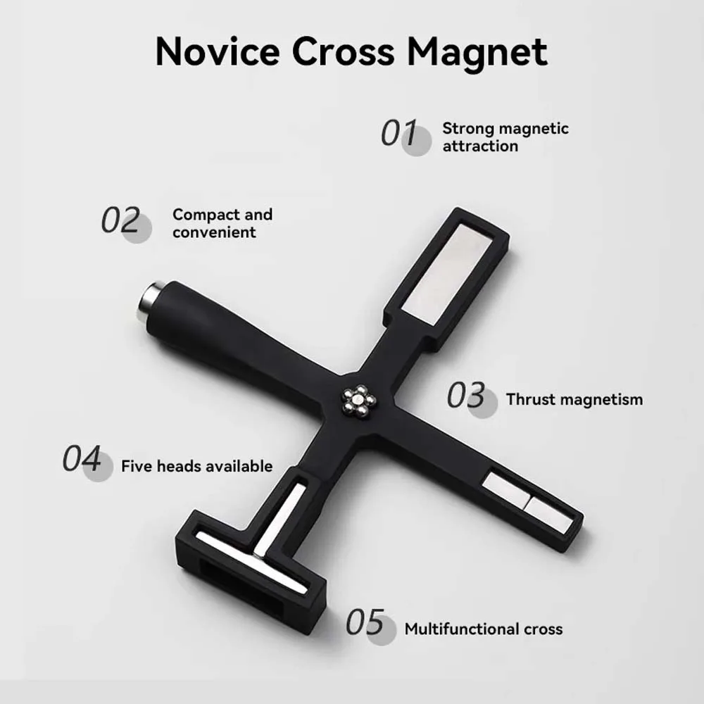 5-in-1 Strong Magnet Cross Cat Eye Magnetic Stick Multi-Function Gel Polish Magnetic Effect Cross Cat Eye Magnet Black