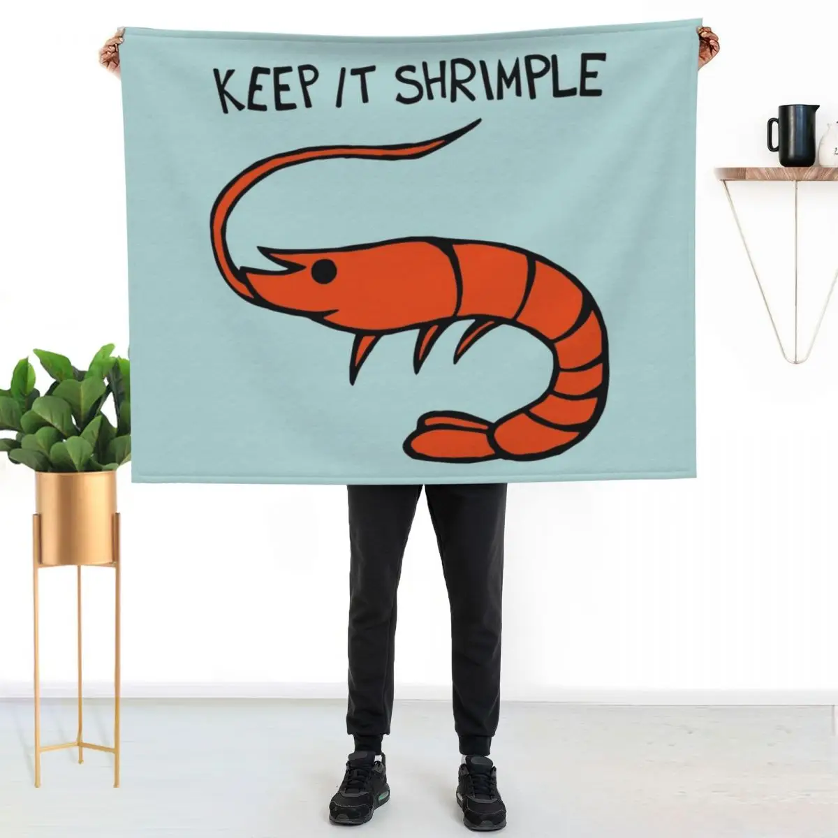 Keep It Shrimple / Simple Shrimp Throw Blanket For Decorative Sofa Sofa Quilt Comforter For Sofa Thin Single Soft Plaid Blankets