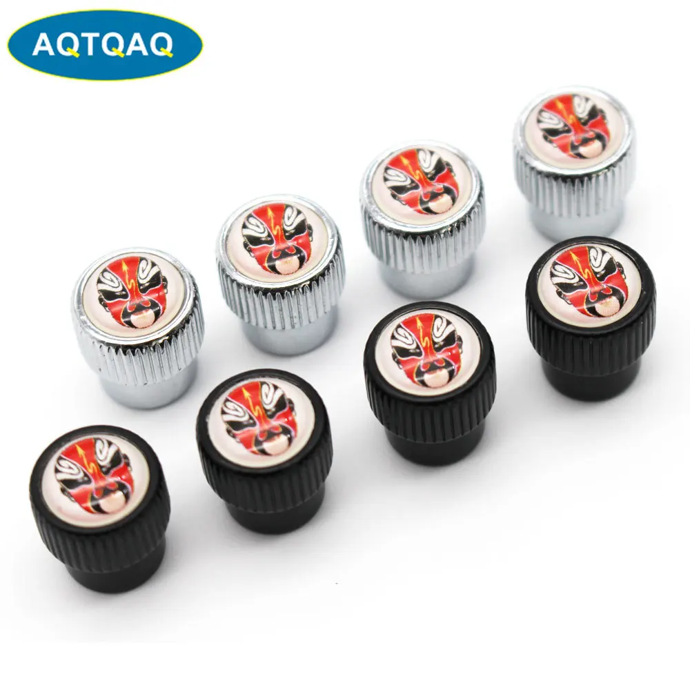 AQTQAQ 4 Pcs/Set Zinc Alloy Face Style Tire Valve Stem Cap Tire Wheel Stem Air Valve Caps for Auto Cars