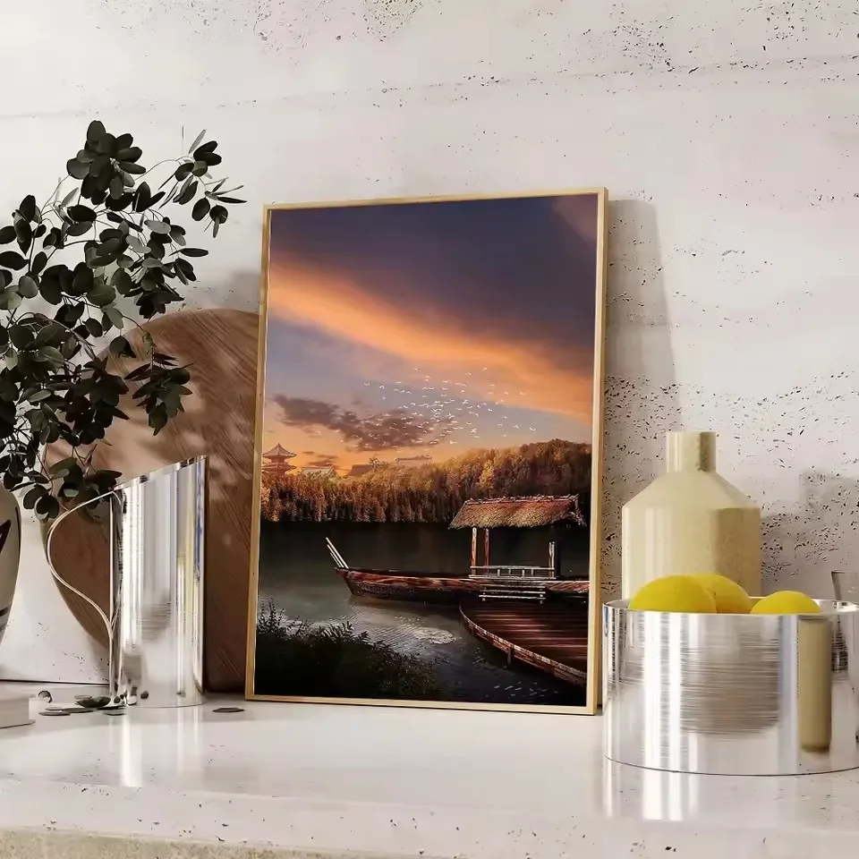 Japanese Zen Garden Canvas Wall Art Tranquil Landscape Waterfall Nature Home Decor Large Print Meditation Room Zen Art