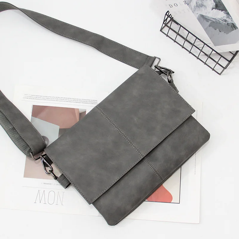 PU leather men's ultra-thin document large-capacity envelope single-shoulder bag flip cover simple travel crossbody bag