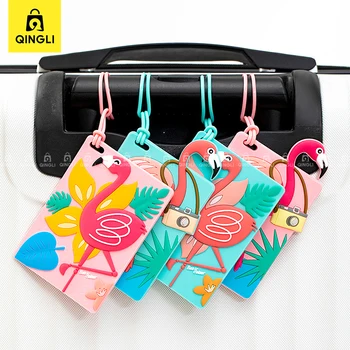 علامة الأمتعة بنمط فلامنغو لحقيبة النساء ، قلادة فريدة من نوعها ، تحديد سهل ، مضاد للدهون ، ملصق أمتعة السفر ، علامة عنوان ، شعبية ، جديدة