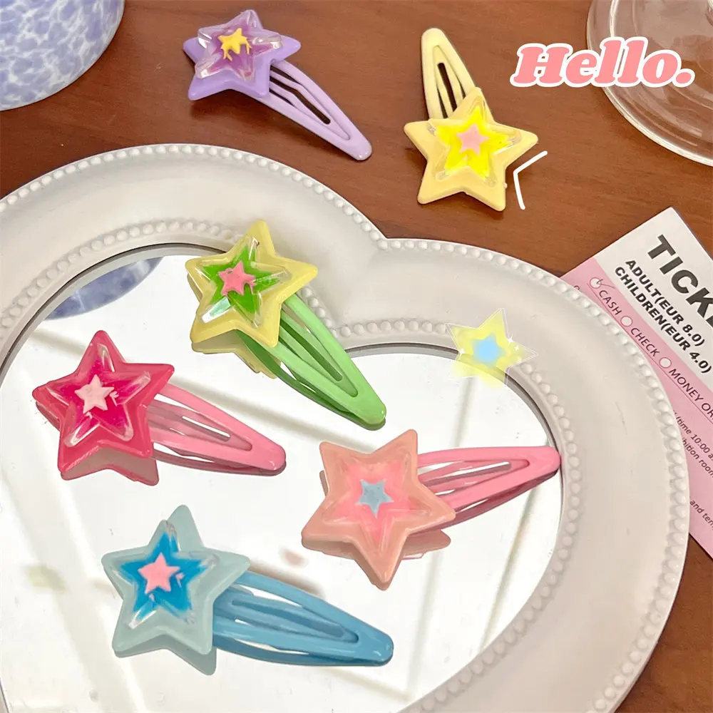 Ins Wind Hair Clips Sweet Cool Dopamine Star Bb Clip Y2k Pentagram Side Hair Card Versatile Cute Headwear Female 2023 New Style