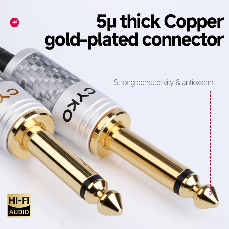 CYKO HIFI ستيريو 6.5 مللي متر جاك 2 أقسام 7N OCC ستيريو عالية الأداء قسط مرحبا فاي كابل الصوت aux لخلاط كطاقة الصوت المتكلم