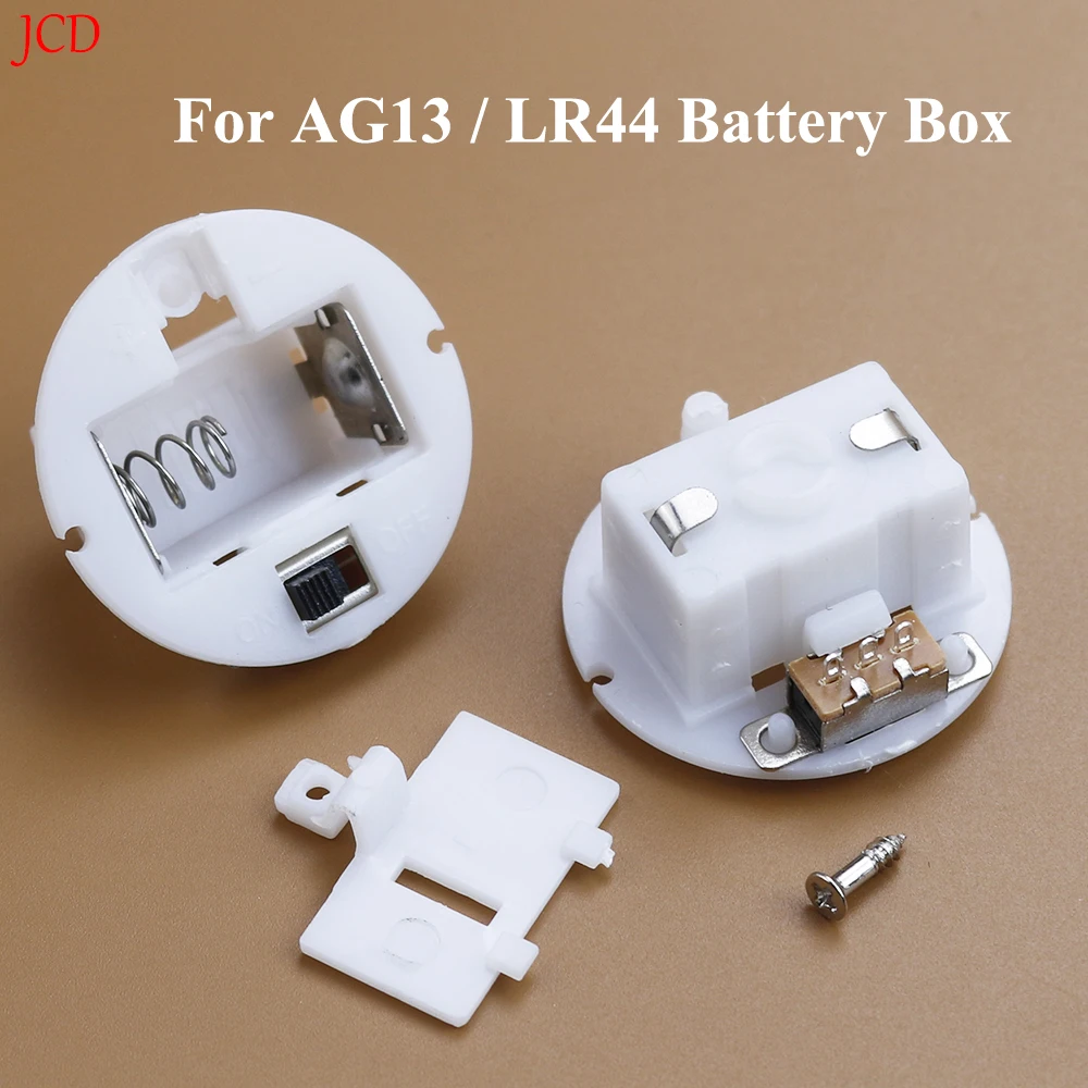 3 Sets For AG13 LR44 Battery Base Socket Organizer Holder Box Case With Switch Cover White Round Battery Case For Light String