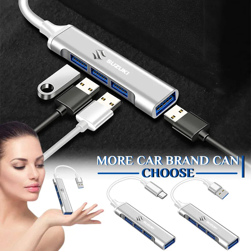 

1pc New Type-C Turn USB Adapter Multi Port Distributor Hub Caps for Suzuki SX4 Samurai Across Ignis Swift Sport Jimny Grand Alto