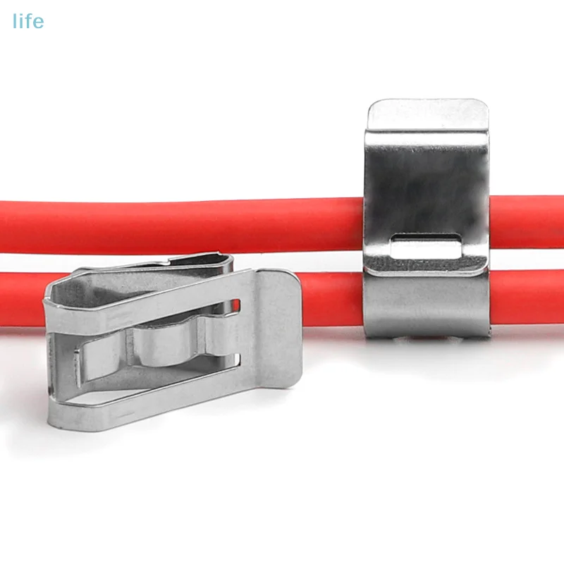 10 PCS Stainless Steel Solar PV Cable Clip/Clamp For 2 PV Solar Cable Wire Installation