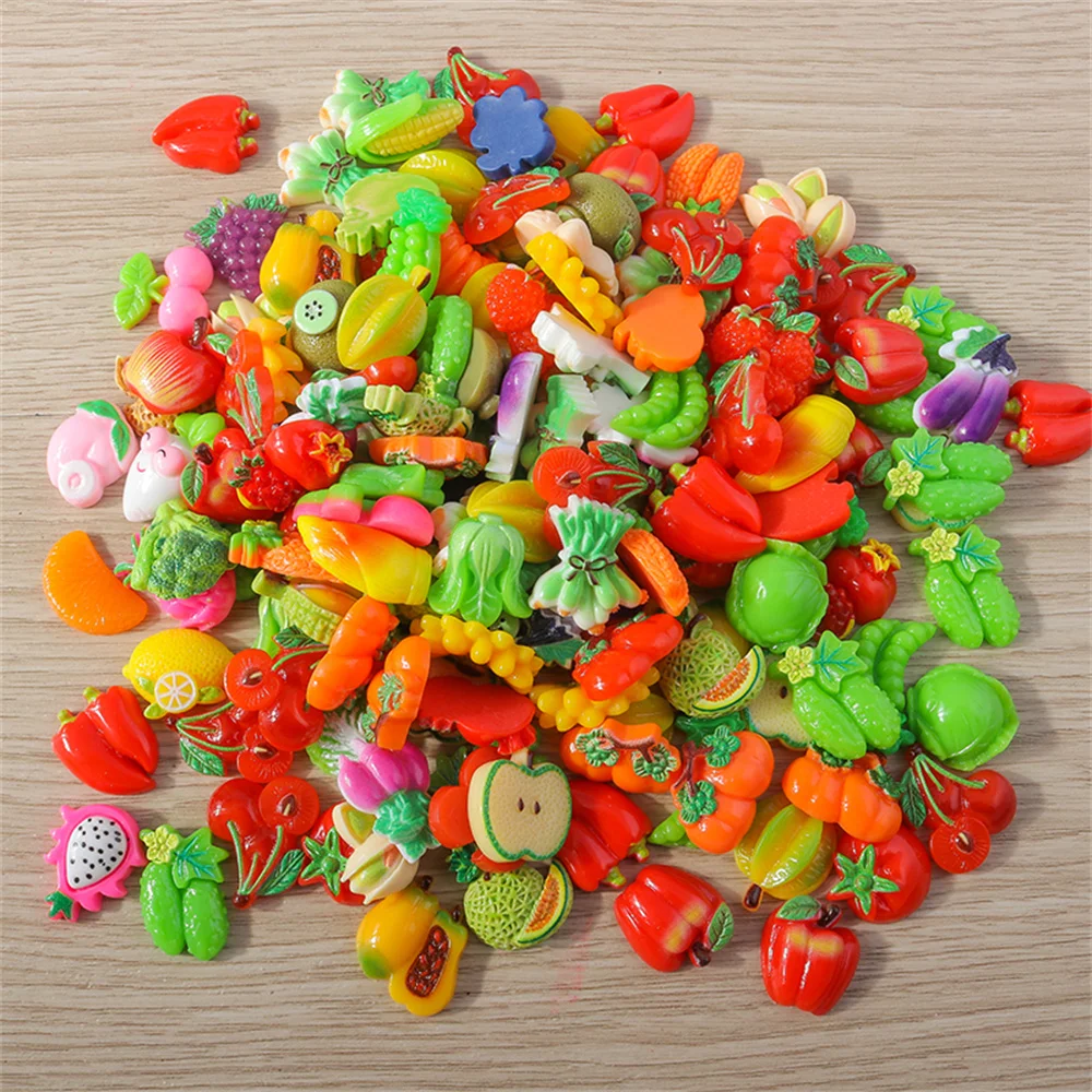 Tusember 15 Stück Niedliche Gemischte Tier-, Obst- und Blumen-Charms aus Acrylharz mit Flacher Rückseite für DIY Nagelkunst und Handyhüllen-Dekoration – Detail 3