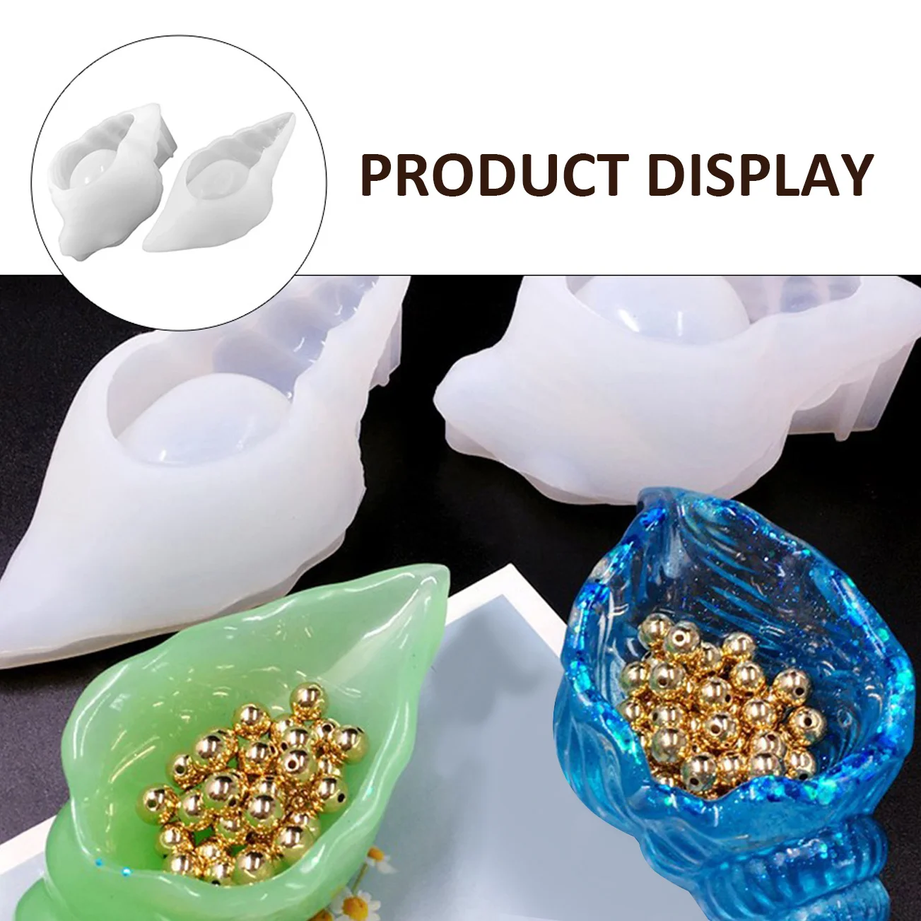 

2pcs Conch Mold Epoxy Silicone DIY Casting Resin Handmade Storage Box Container Jewelry Craft Decor Art Accessories