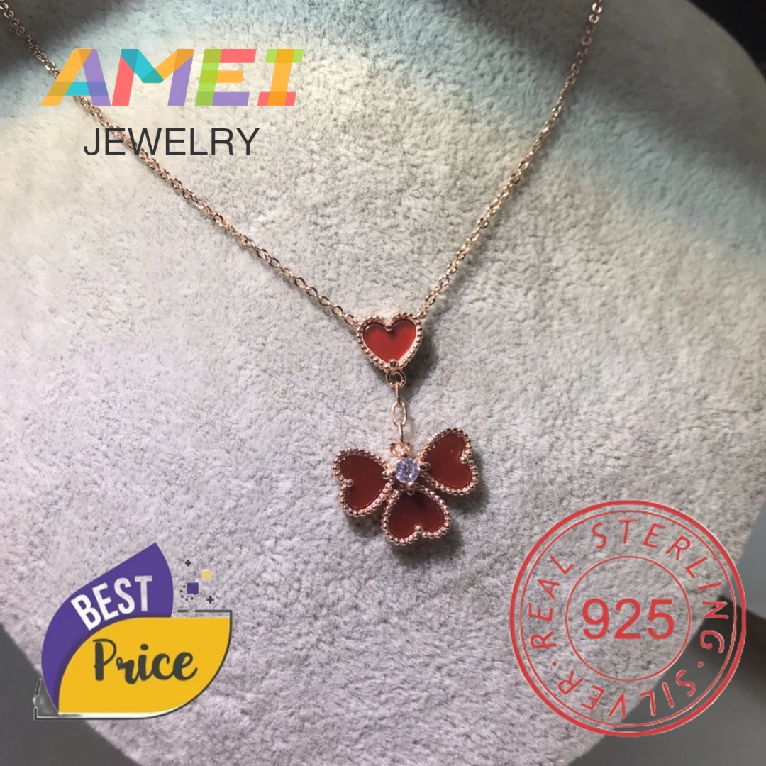 2024 New European and American S925 Silver Clover Necklace Couple Gift Simple Fashion Versatile Birthday Party Gift