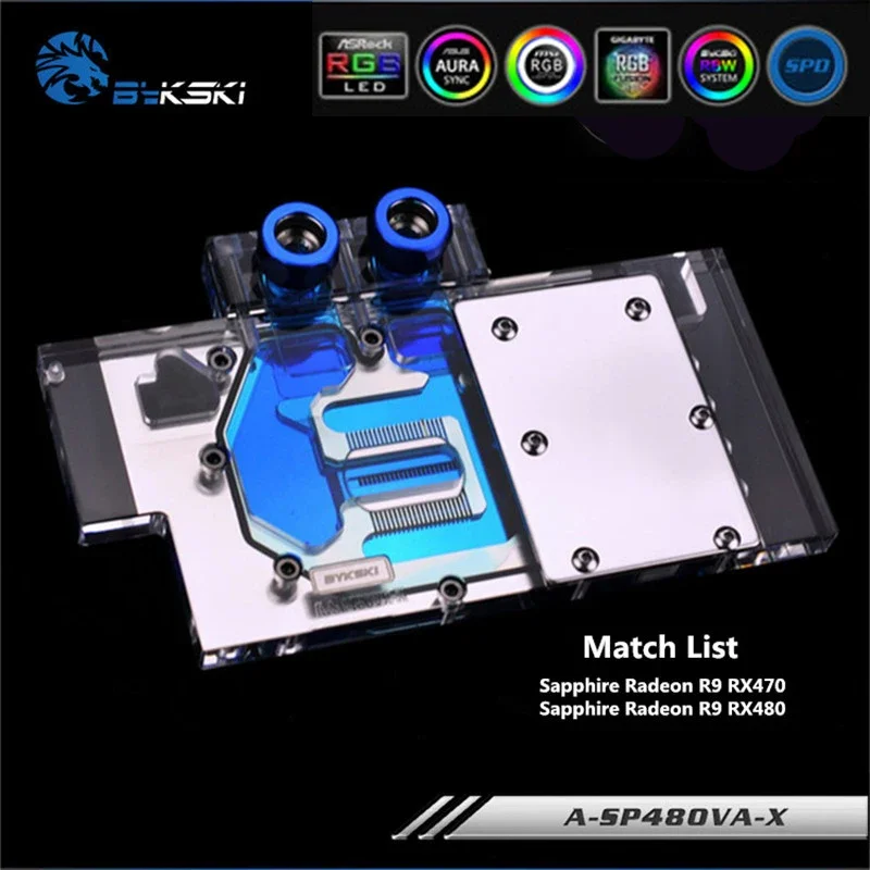 Bykski GPU Water Block For Sapphire Radeon R9 RX470 RX480 Graphics Card Heatsink,VGA Copper Radiator 5V 12V A-SP48OVA-X