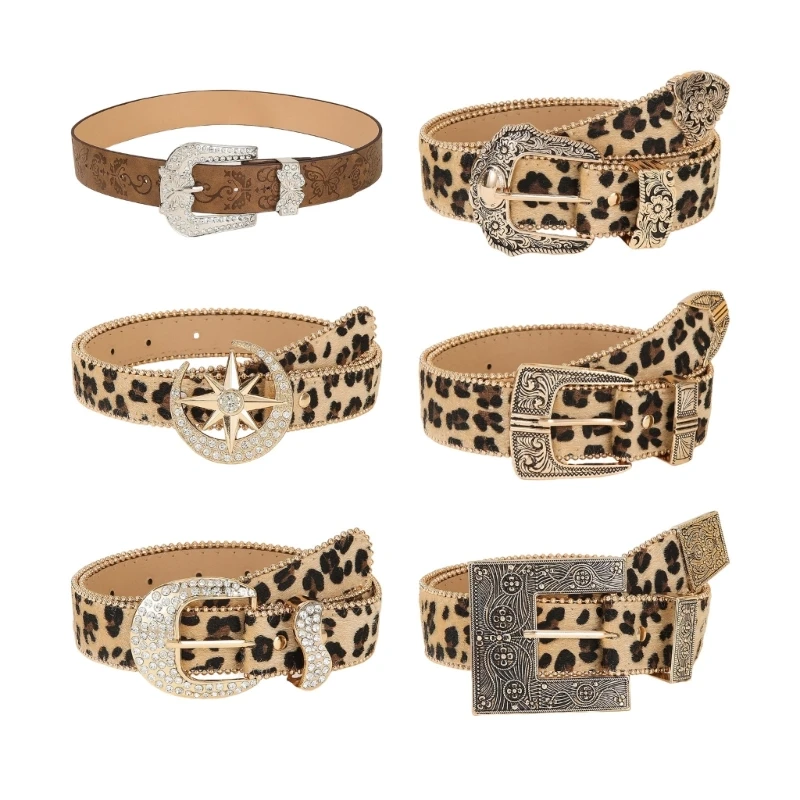 

Blingbling Waist Belt for Street Dance Jean Belt Livehouse Punk Waist Chain Leopard Print Rhinestones