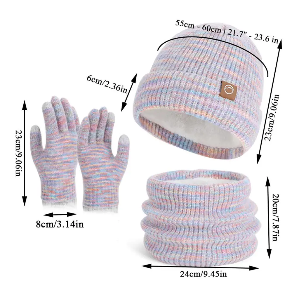 3 قطعة النساء محبوك قبعة قبعة قبعة وشاح قفازات الشتاء Coldproof قبعة وشاح قفازات مجموعات في الهواء الطلق سدادات حماية الأذن قبعة دافئة يندبروف