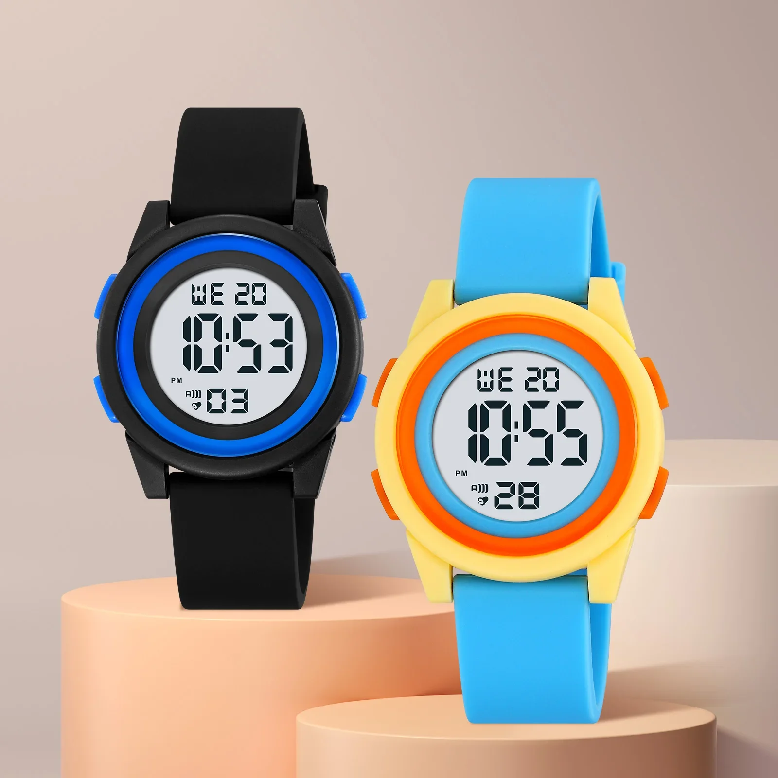 SKMEI 2429 часы 50 м водонепроницаемые наручные часы для мальчиков и девочек будильник детский цифровой светодиодный черный свет секундомер детский