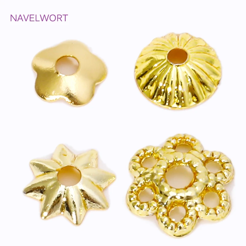20pcs/Lot 14K/18K Gold Plated Brass Bead Caps Spacer Beads,Flower Bead Caps For Jewelry Making Supplies DIY Jewelry Accessories image 2