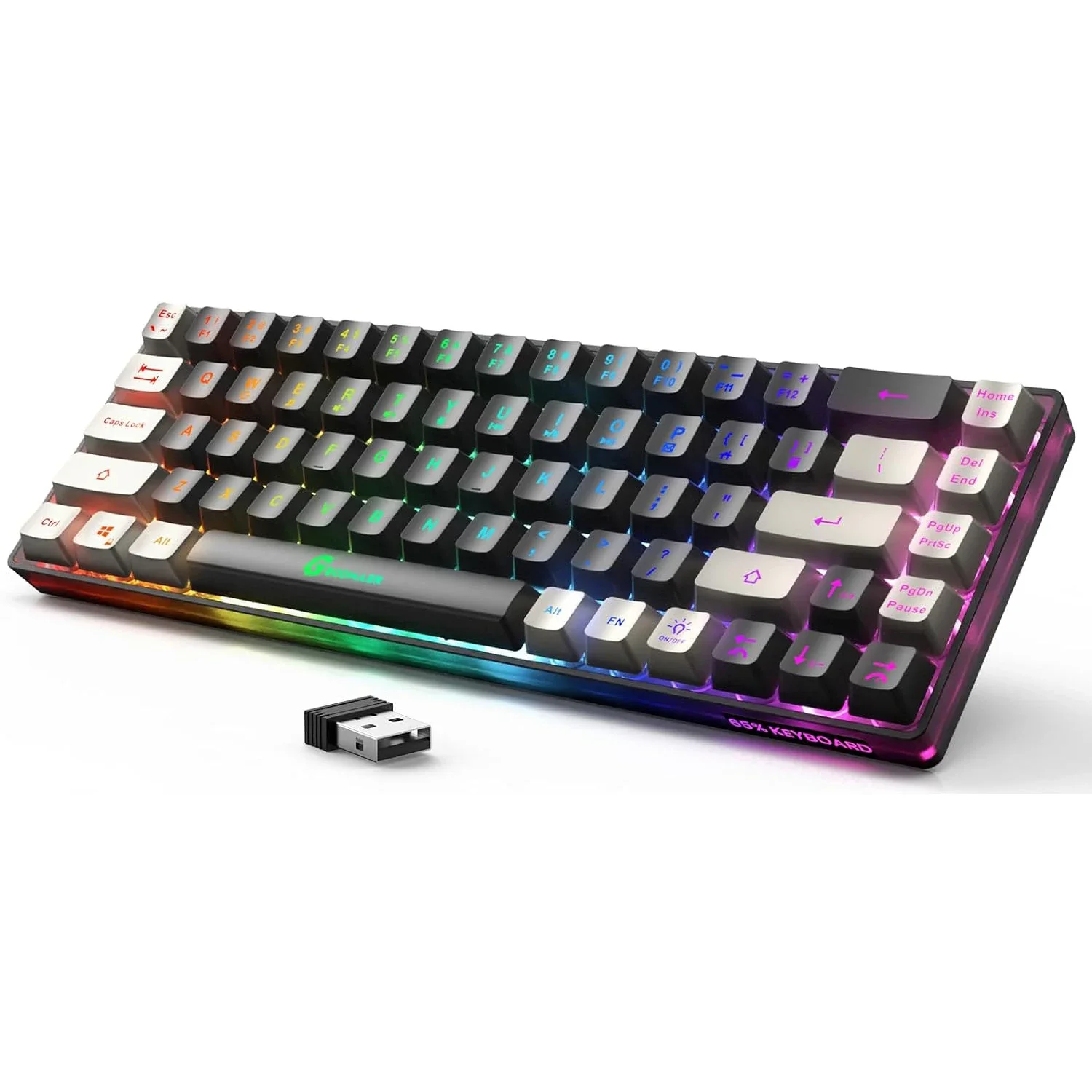 

2.4G Wireless Gaming Keyboard Rechargeable Backlit Gaming Keyboard 68 Keys Anti-ghosting No-Conflict Keyboard for PC