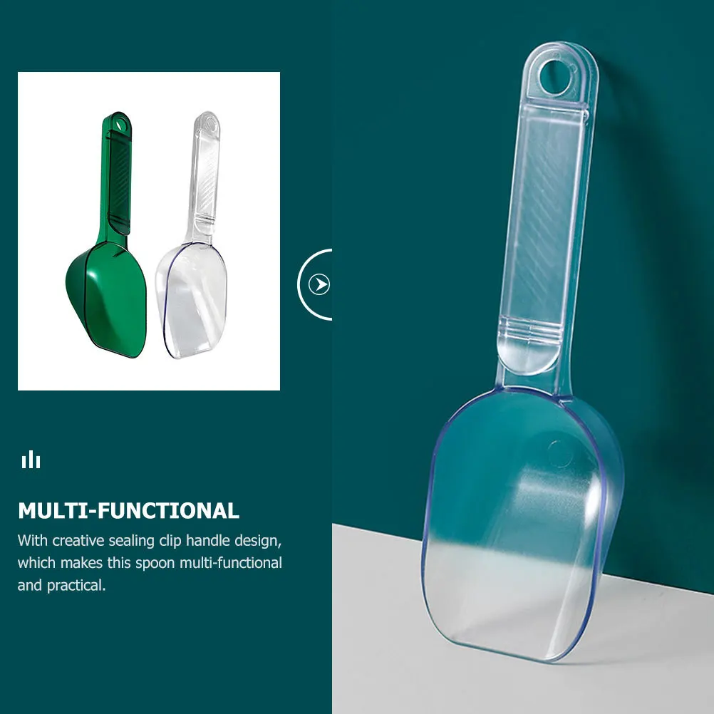 

2pcs Rice Scoops Clip Handle Cereals Spoons Grains Household Food Scoop Kitchen Flour Ladle Plastic Grain Scoop For Storage