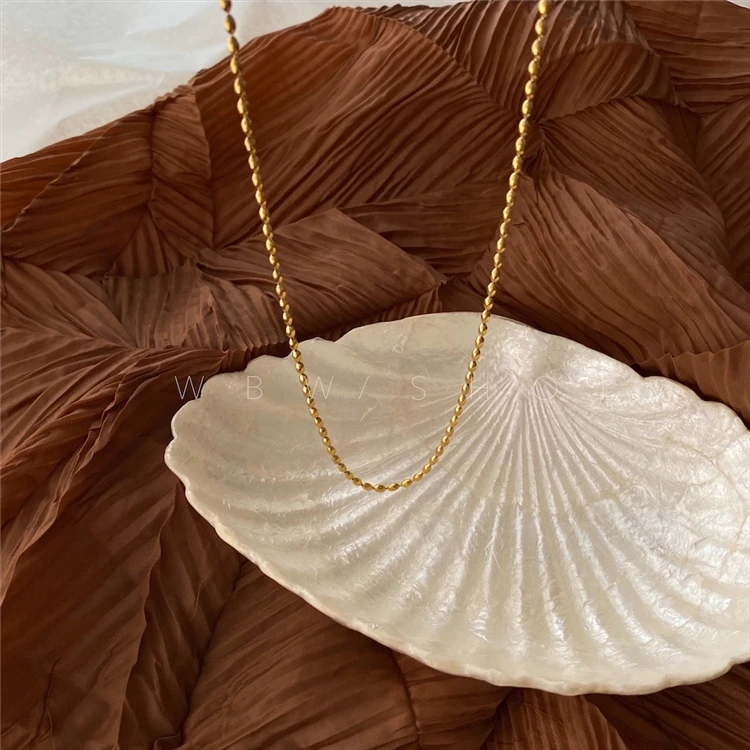 Titanium With 18K Gold Beaded Chains Pave Choker Necklace  Women Stainless Steel Jewelry Runway Gown Hiphop Rare Glam Japan Ins