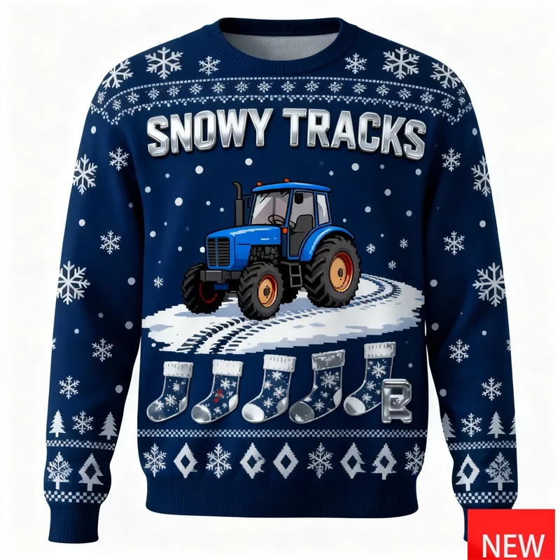 عيد الميلاد جرار زراعي الجرافيك البلوز للرجال النساء ثلاثية الأبعاد طباعة عيد الميلاد للجنسين مضحك القبيح عيد الميلاد سترة جديدة في عيد الميلاد البلوز