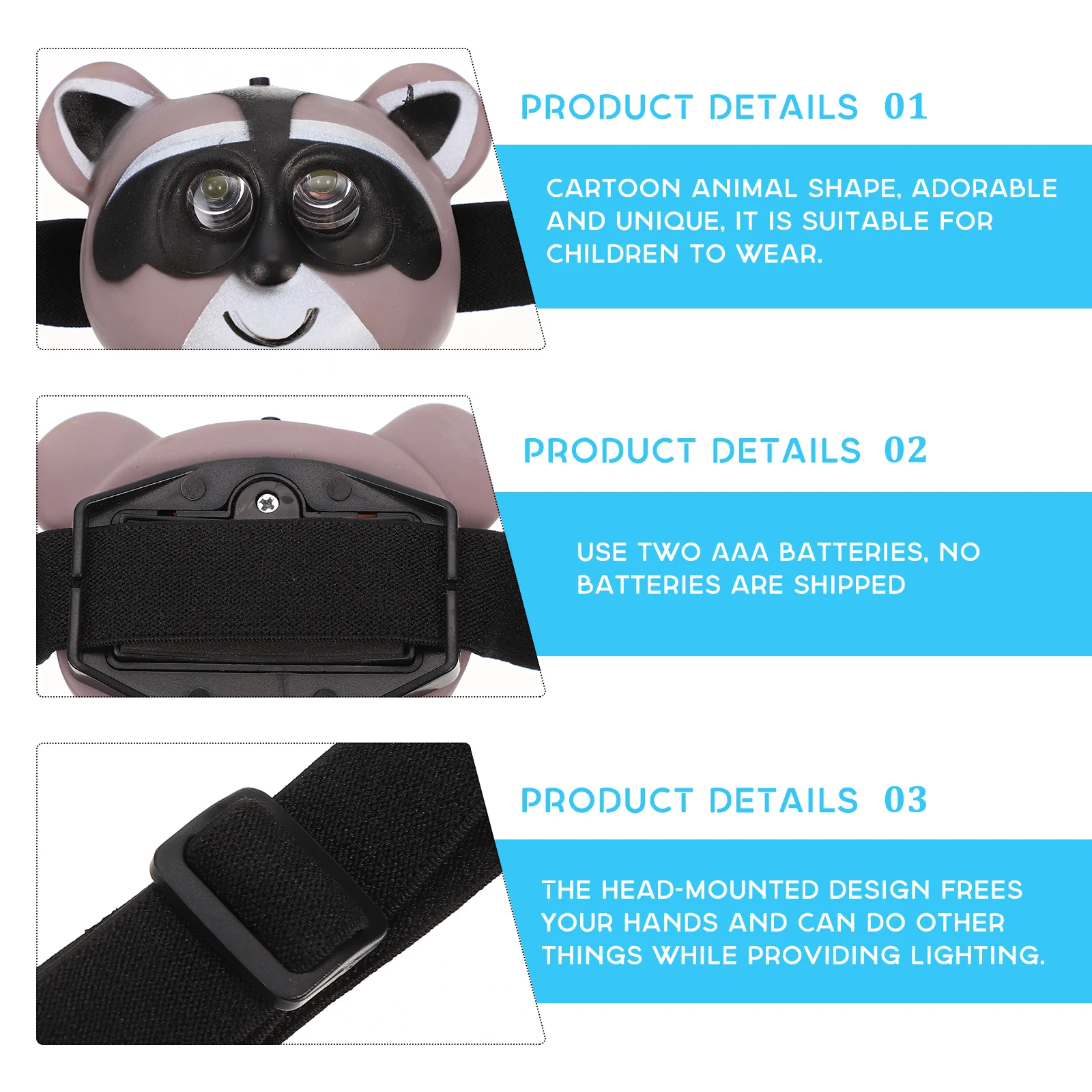 

Animal Shaped Headlamp Kids ABS Lightweight Camping Hiking Outdoor Sports Flashlight H free Children Lighting Accessories