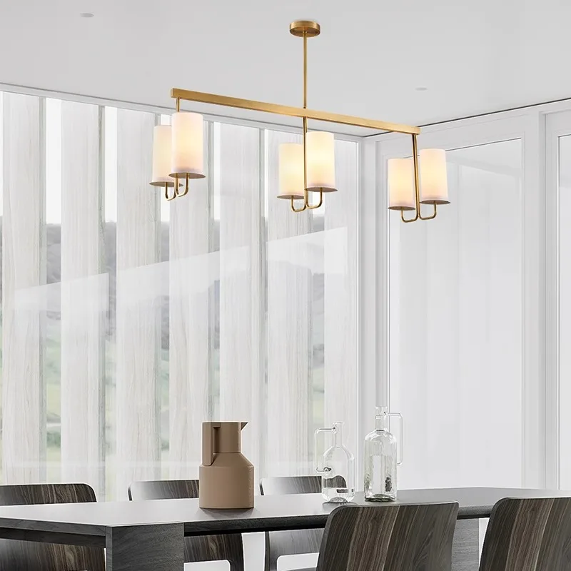 21-30 days arrival!Copper white Fabric light shade Gold Ceiling suspension chandelier,Lustre Dining Room home decoration, D80cm