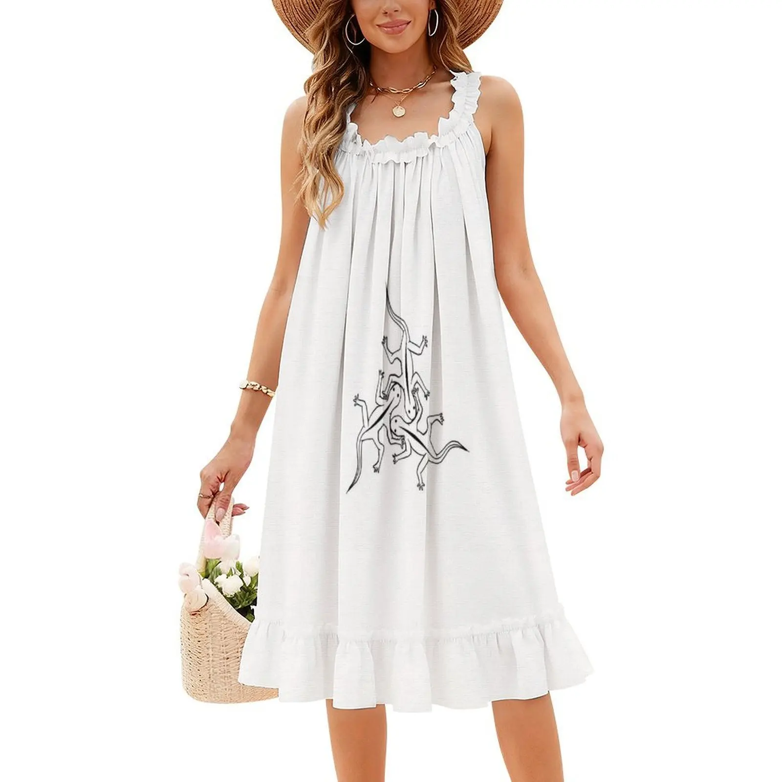 Liz3 여성용 힙합 스트리트웨어 드레스 그래픽 프린트 파티 클럽웨어 도마뱀 파충류 에셔 야생 동물 자연 여성용 드레스