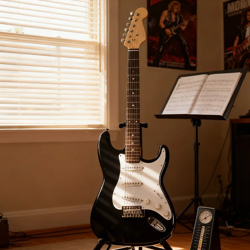 مجموعة جيتار إلكتروني احترافية اهتزاز واحد للمبتدئين ممارسة جيتار خشبي محمول على مستوى الدخول طقم جيتار متين #1