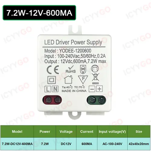 3W 6W 10W 12W DC12V 24V Lighting Transformer 250MA 500MA 830MA 600MA Driver Suitable For LED Light Strip 3528 5050 Power Supply - Image 9