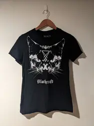Blackcraft 컬트 이상하고 특이한 고양이 여성용 대형 블랙 티셔츠