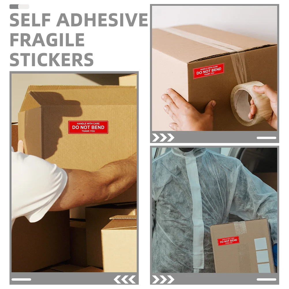 2 rolos de adesivos frágiles autoadesivos para envio, cuidados com as mãos, embalagens móveis, etiquetas de embalagem de aviso, etiquetas móveis autoadesivas