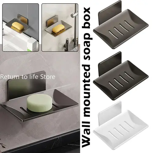 Soporte de jabón de aleación de aluminio para ducha, jabonera autoadhesiva de cocina con drenaje, caja de jabón montada en la pared, accesorio de baño