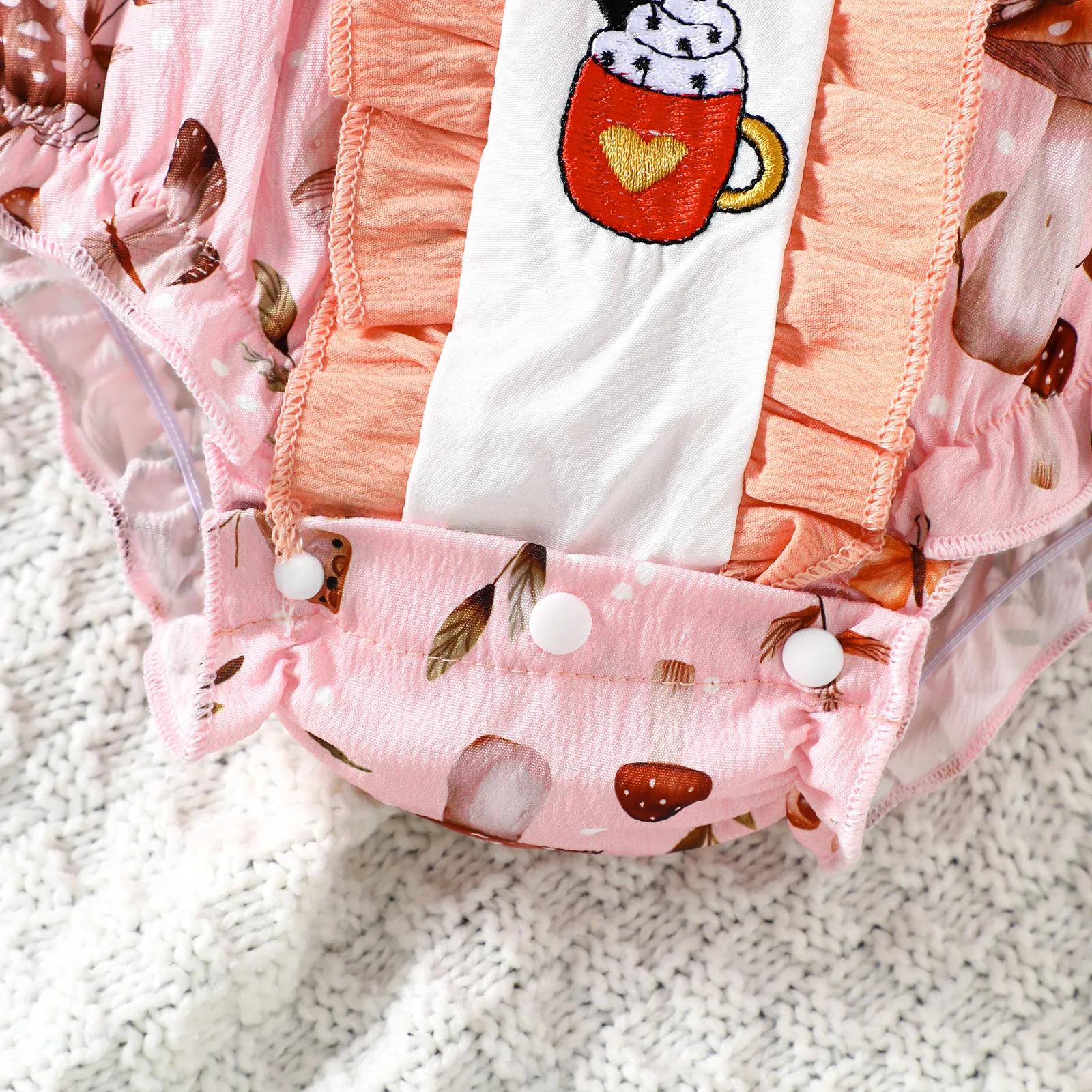 2025 Summer Bodysuit for Baby Girls Sweet Cherry Print Embroidered Infant Jumpsuit Lapel Short Sleeved Toddler One Piece Clothes