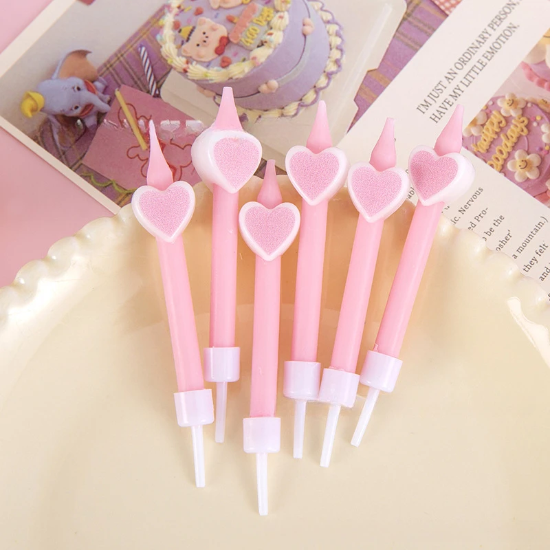 Creative pink love cake birthday candle baking cake decorative candle children\'s festival 2023 love