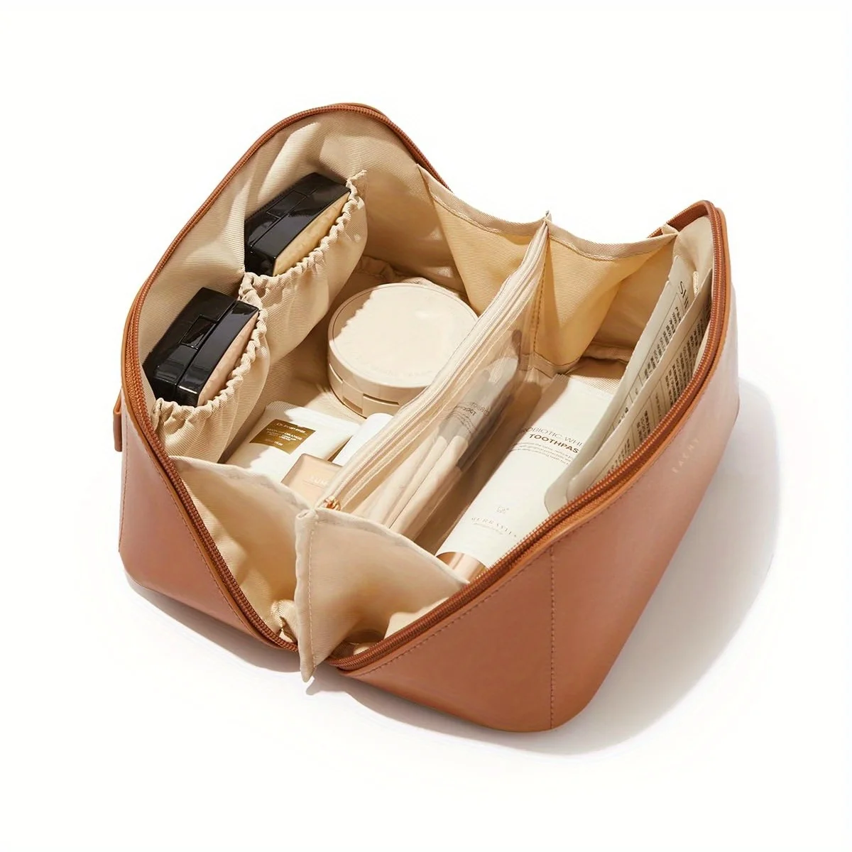 

Travel Makeup Bag, Large Capacity Cosmetic Bags for Women, Waterproof Portable Pouch Open Flat Toiletry Bag Make up Organizer wi