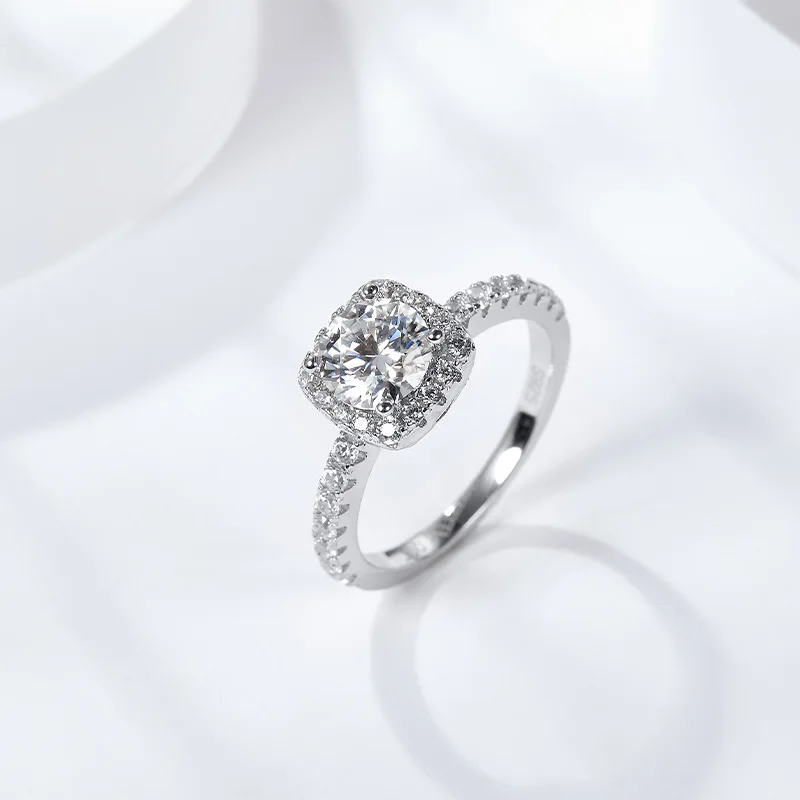 

LYEE CYEE 925 sterling silver moissanite women's ring 3-carat D-color wedding ring square bag ring for men and women elegant style engagement wedding ring Valentine's Day gift birthday/holiday jewelry