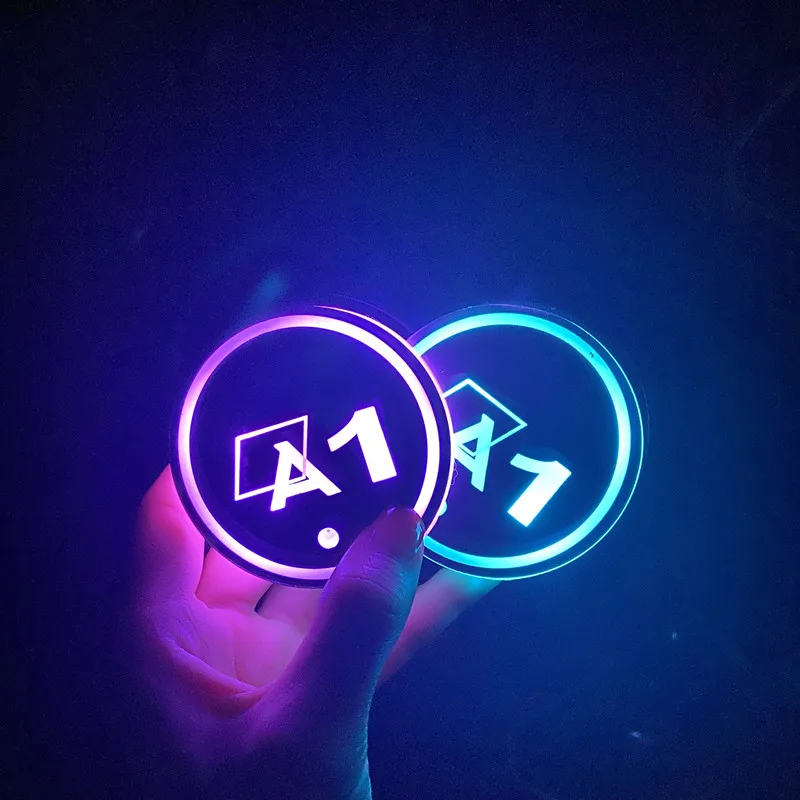 

7 Colorful USB Led Atmosphere Light Cup Luminous Coaster Holder For Audi A1 Sportback 8XA 8XF 8X1 8XK GBA Auto Accessories