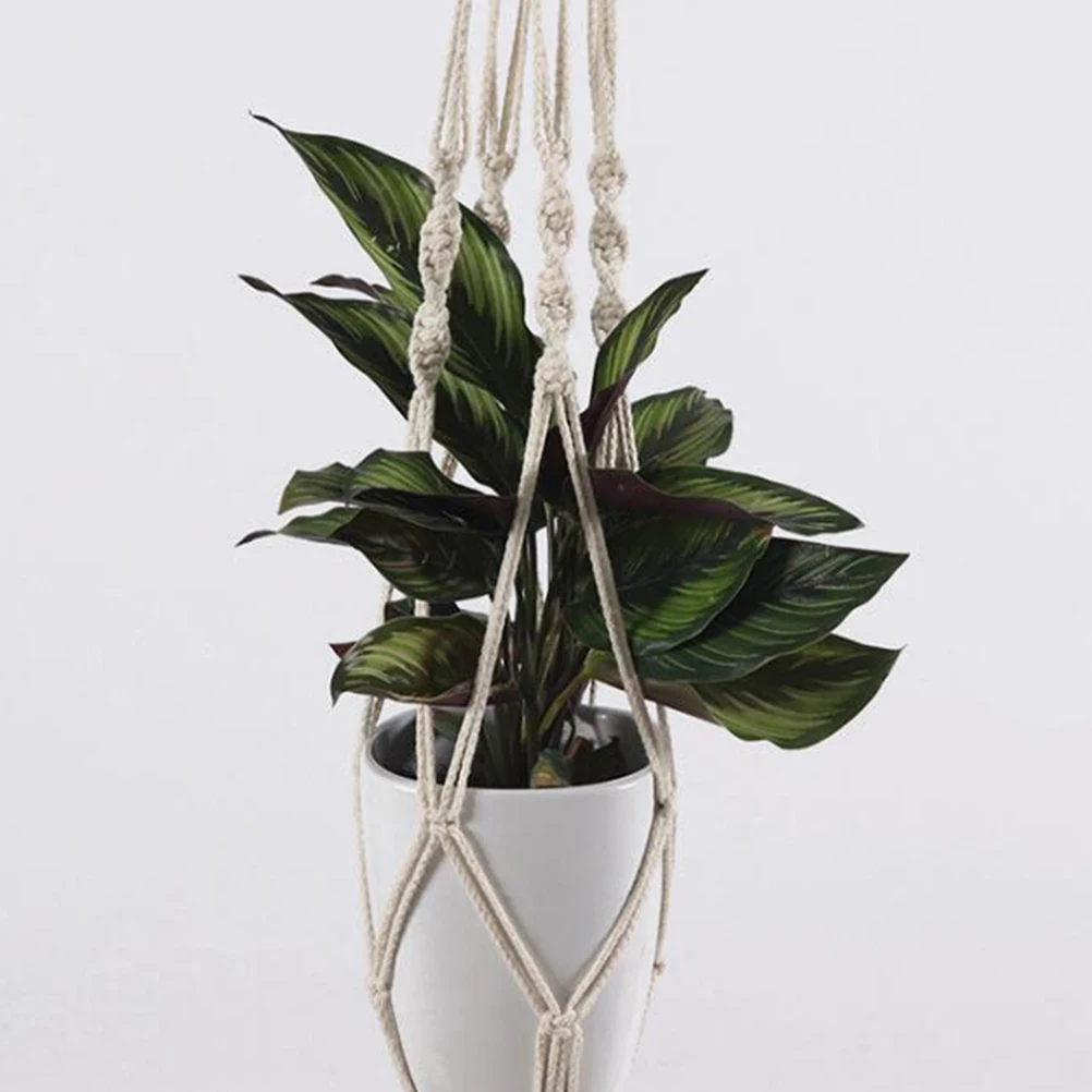 

2pcs Cotton Hanging Flowerpot String Handmade Knitting Plant Net Space Saving Home Storage Organizer for Indoor UseFlowerpot