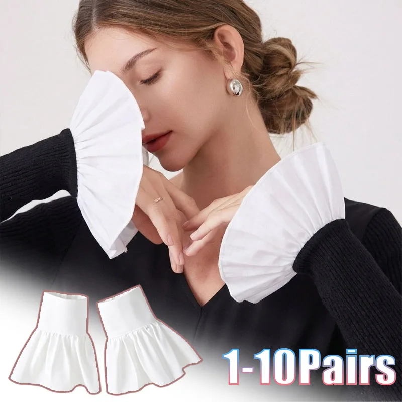 

1/3/5/10Pairs Detachable Sleeves Cuffs Ruffled Floral for Formal Gown Evening Dress Party Prom Wedding Elegant