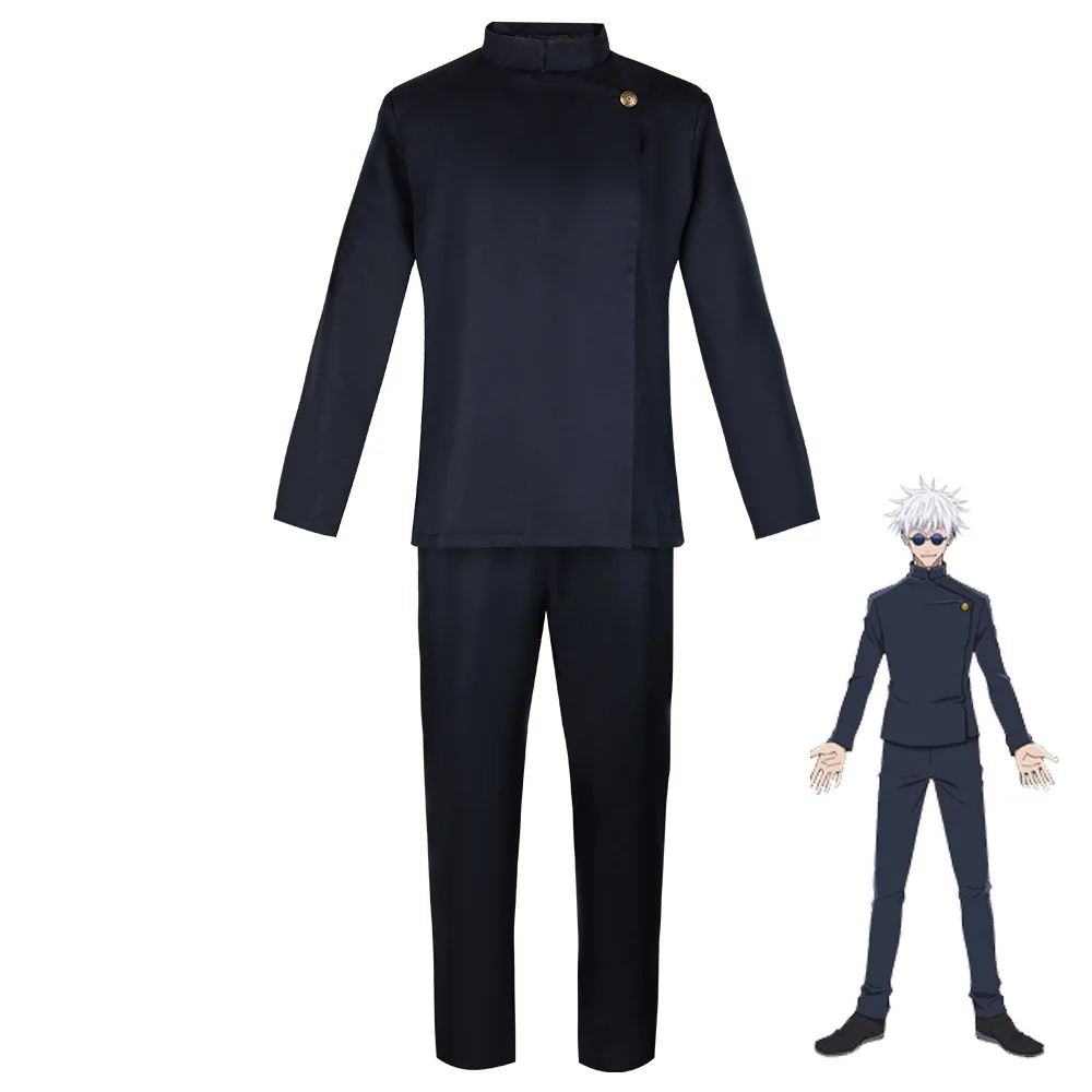 Anime Jujutsu Kaisen Satoru Gojo Cosplay Costume Outfit School Uniform Top Pant Halloween Carnival Suit For Adult Men