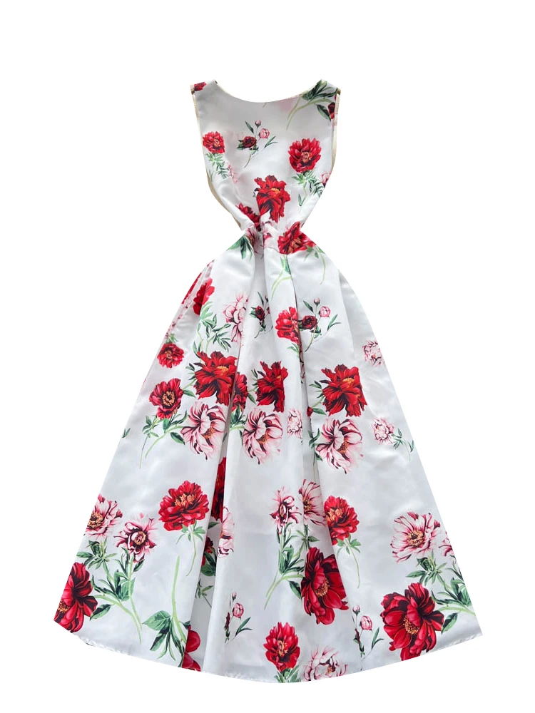 Ele High Waist Printed Slimming Svel Maxi Dr Women's Faionable A-Line Gown French Sle Summer Dr