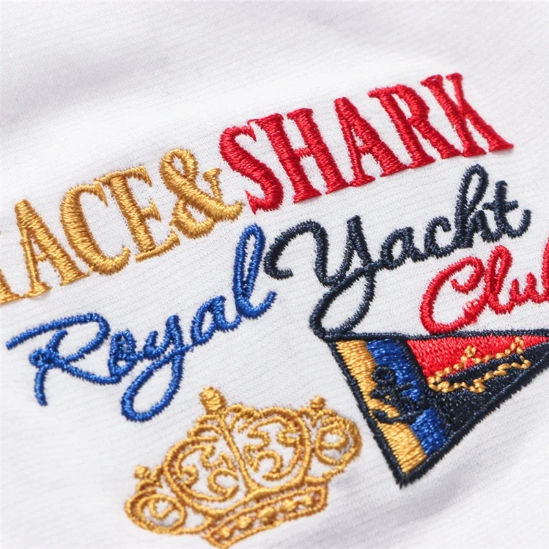 TACE&SHARK 2020 Summer Military T-shirts Clothing Fashion Shark Embroidery T Shirt Mens Casual Cotton Tshirts High Quality