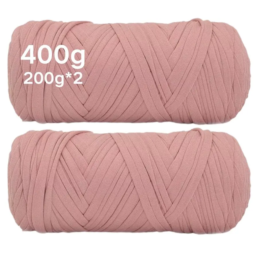 400g T-Shirt-Garn Dickes Stoffgarn zum Häkeln Stricken Tasche Korb DIY Handgemachter Teppich Baumwolle Polyester Stoffgarn – Detail 5