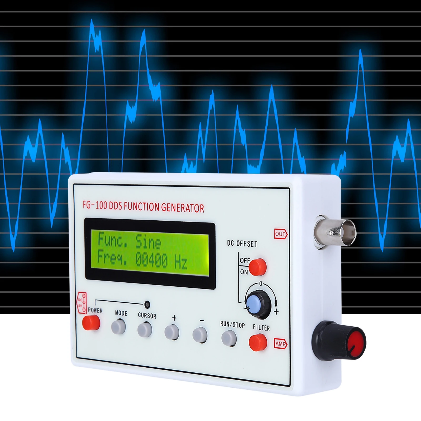 Function  Generator FG‑100 DDS Function Generator Sine Frequency 1HZ‑500KHz Counter  Source Generator Meter