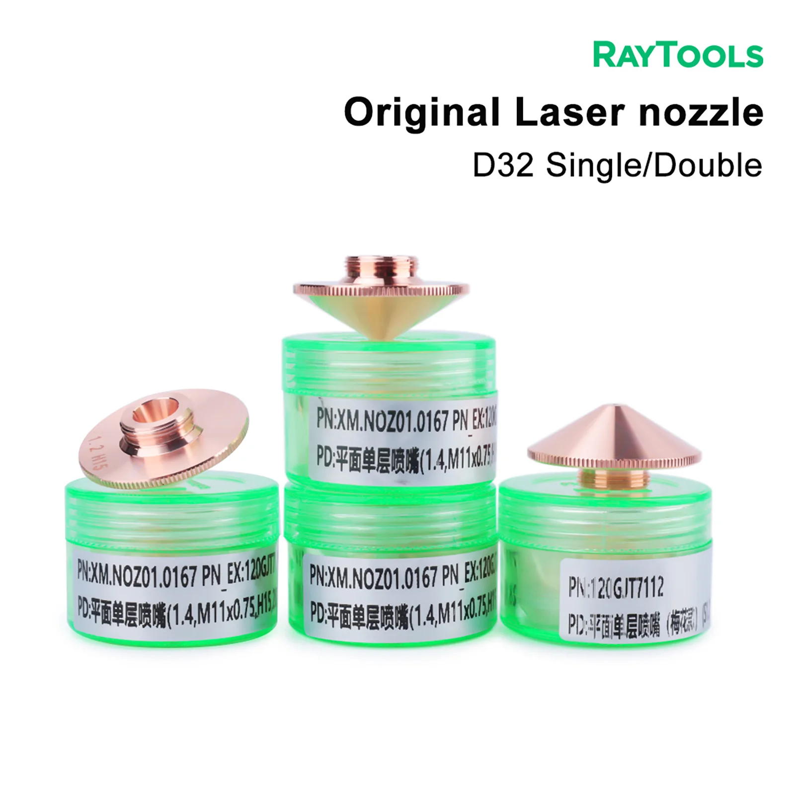 Raytools Original Laser Nozzles D28 D32 3D M8 Single Double Chrome Layer for Fiber Cutting Machine